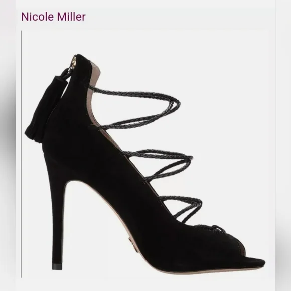 Nicole Miller Artelier Turin black leather suede Elegant Black Women's Heels - Picture 8 of 8